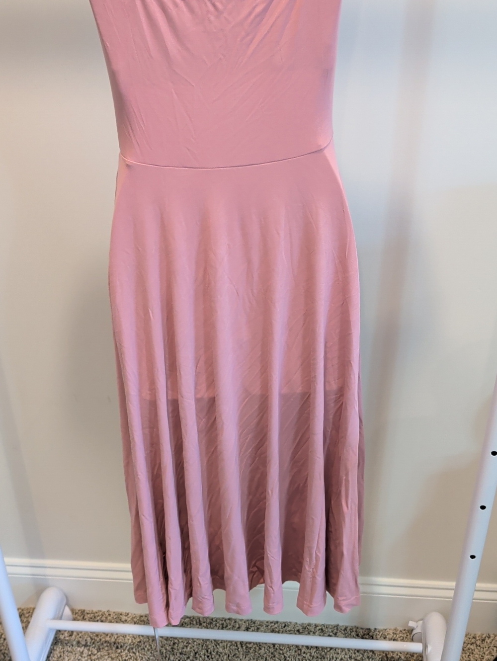 OGL Sleeveless Pink Square-Neck Midi Dress w/ Built-in Bra NWT - Picture 9 of 12